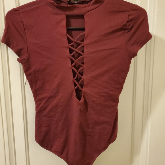 Red body suit top - Picture 4 of 4